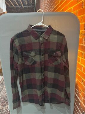 Vans Plaid Button-Up Shirt - Olive & Burgundy NWT